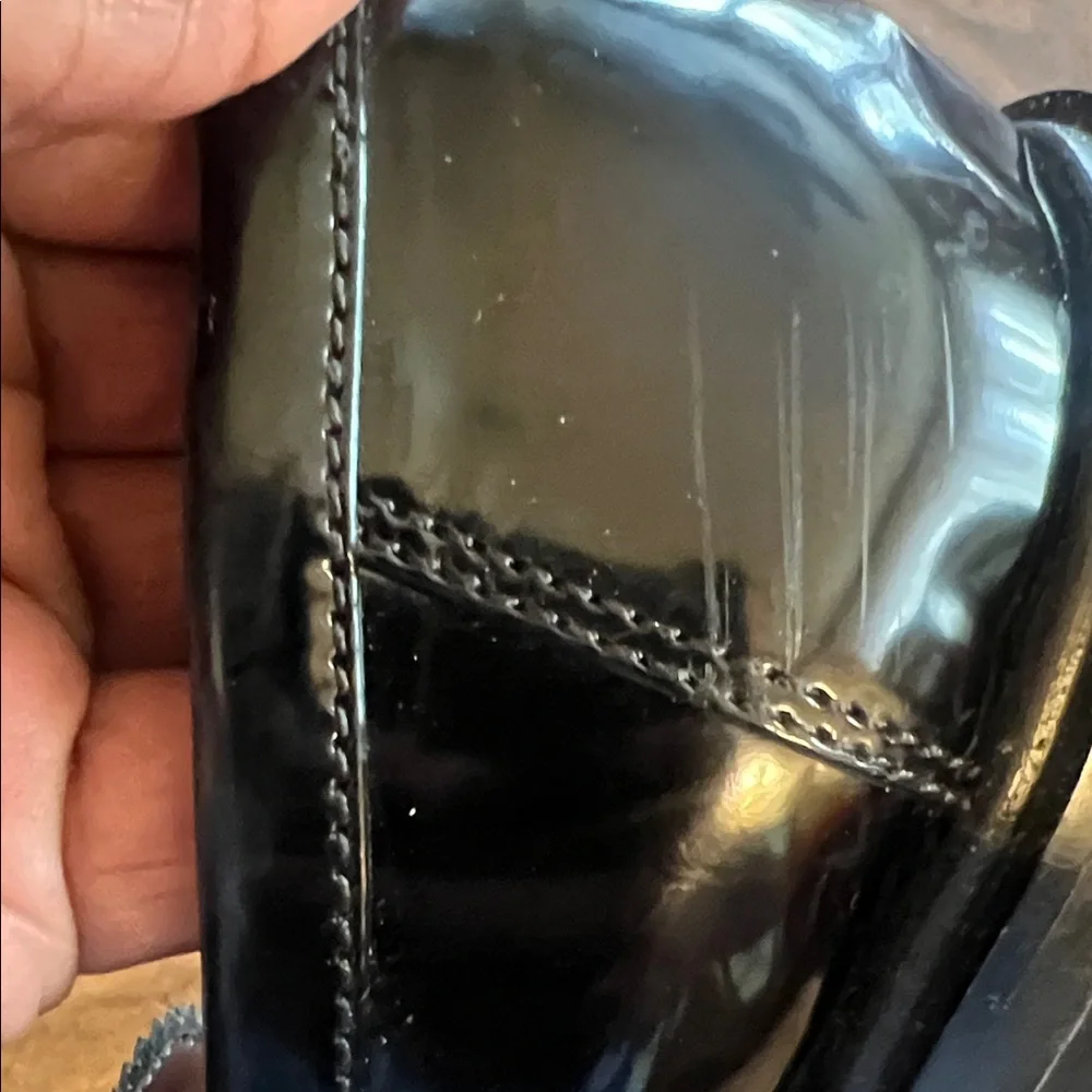 Franco Sarto Glossy Black Loafers with Gold Detail - Picture 9 of 9